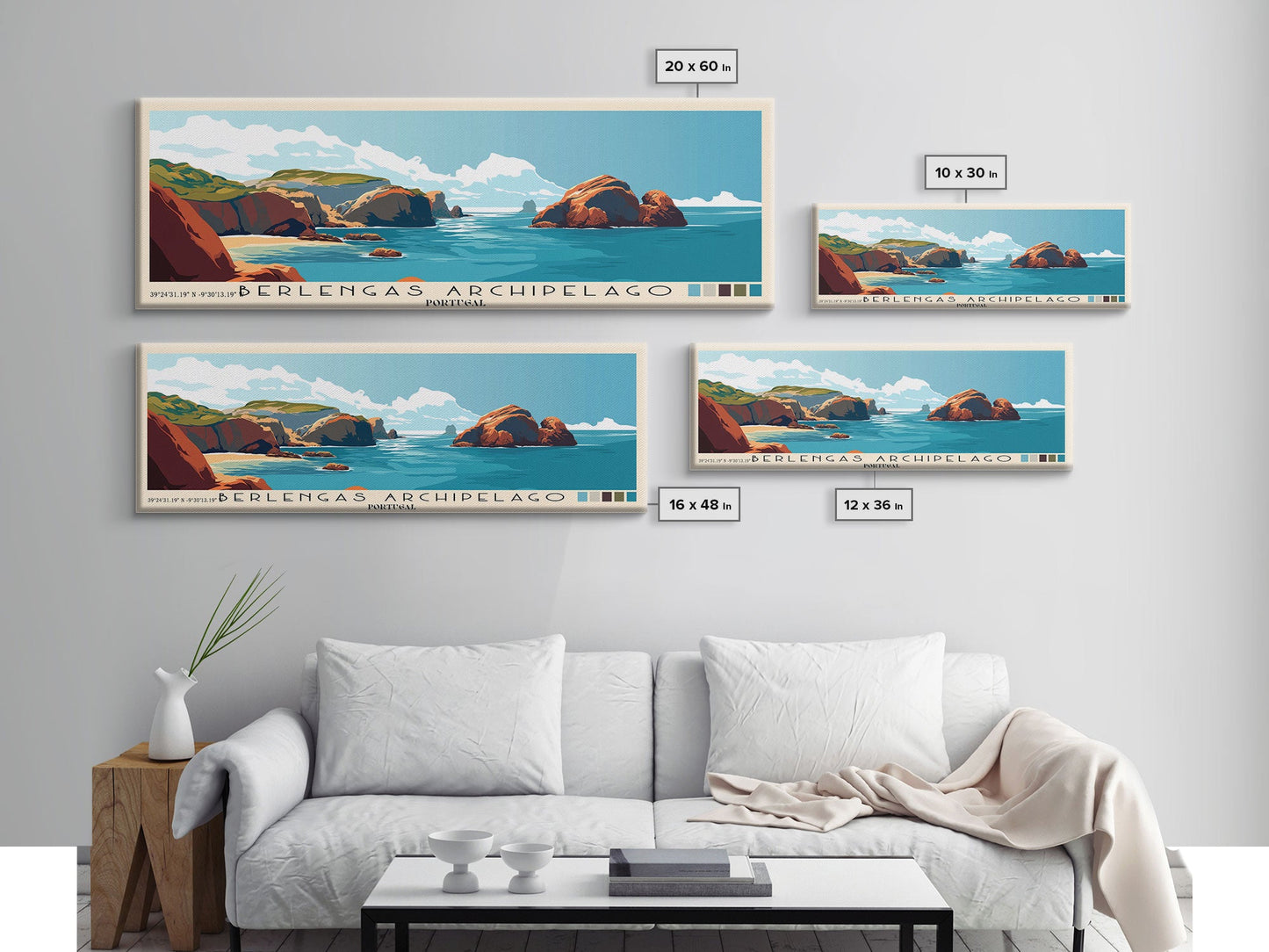 Berlengas Archipelago, Portugal Panoramic Print, Vacation Gift, Portugal Wall Art, Beach Painting, Beach Decor, Beach Or Lakehouse Art