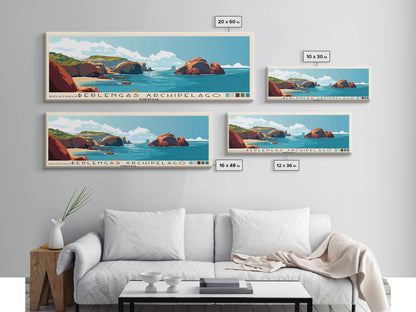 Berlengas Archipelago, Portugal Panoramic Print, Vacation Gift, Portugal Wall Art, Beach Painting, Beach Decor, Beach Or Lakehouse Art