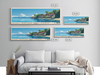 Bocas del Toro , Panamá Panoramic Beach Print, Vacation Gift, Panamá Wall Art, Beach Painting, Beach Decor, Beach Painting