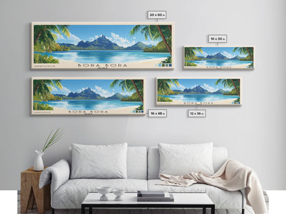 Bora Bora, France Panoramic Beach Print, Vacation Gift, France Wall Art, Beach Painting, Beach Decor, Beach Painting