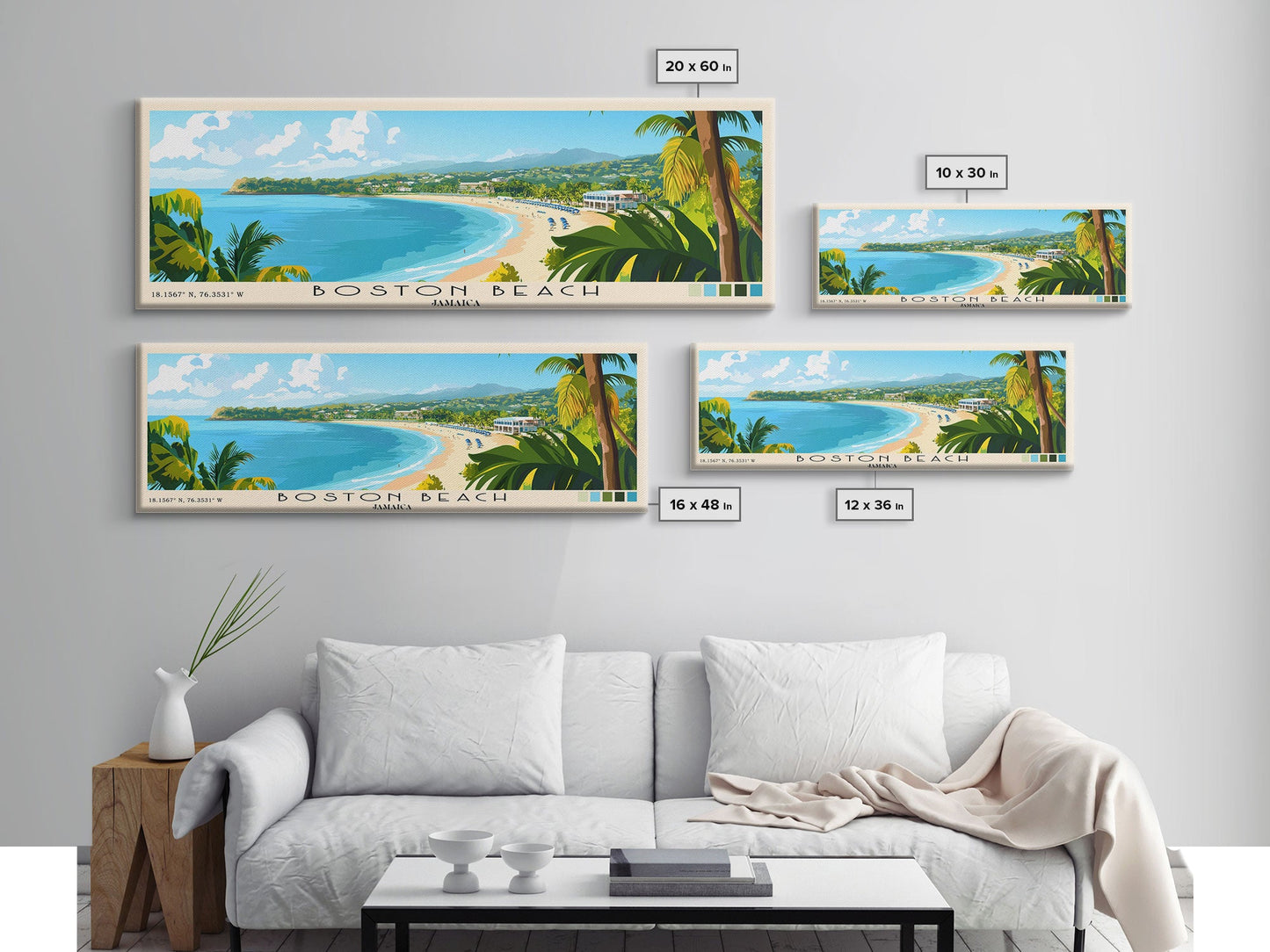 Boston Beach, Jamaica Panoramic Print, Vacation Gift, Jamaica Wall Art, Vacation Wall Art, Vacatation Memories, Beach Decor, Beach Or Lakehouse Art