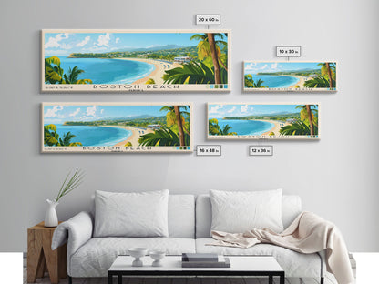 Boston Beach, Jamaica Panoramic Print, Vacation Gift, Jamaica Wall Art, Vacation Wall Art, Vacatation Memories, Beach Decor, Beach Or Lakehouse Art
