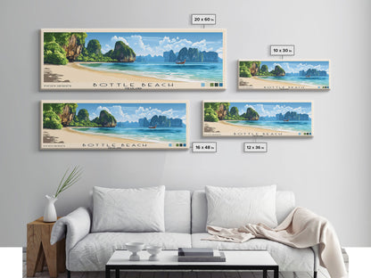 Bottle Beach, Thailand Panoramic Beach Print, Vacation Gift, Thailand Wall Art, Beach Painting, Beach Decor, Beach Painting