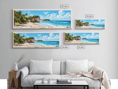 Bottom Bay, Barbados Panoramic Print, Vacation Gift, Barbados Wall Art, Beach Painting, Beach Decor, Large Wall Art, Wood Frame Art