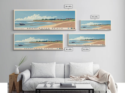 Brancaster Beach, United Kingdom Panoramic Beach Print, Vacation Gift, United Kingdom Wall Art, Framed Canvas Print, Framed Beach Painting