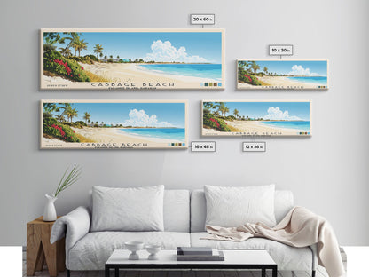 Cabbage Beach, Paradise Island, Bahamas Panoramic Print, Vacation Gift, Paradise Island, Bahamas Wall Art, Beach Painting, Beach Decor, Large Wall Art, Wood Frame Art