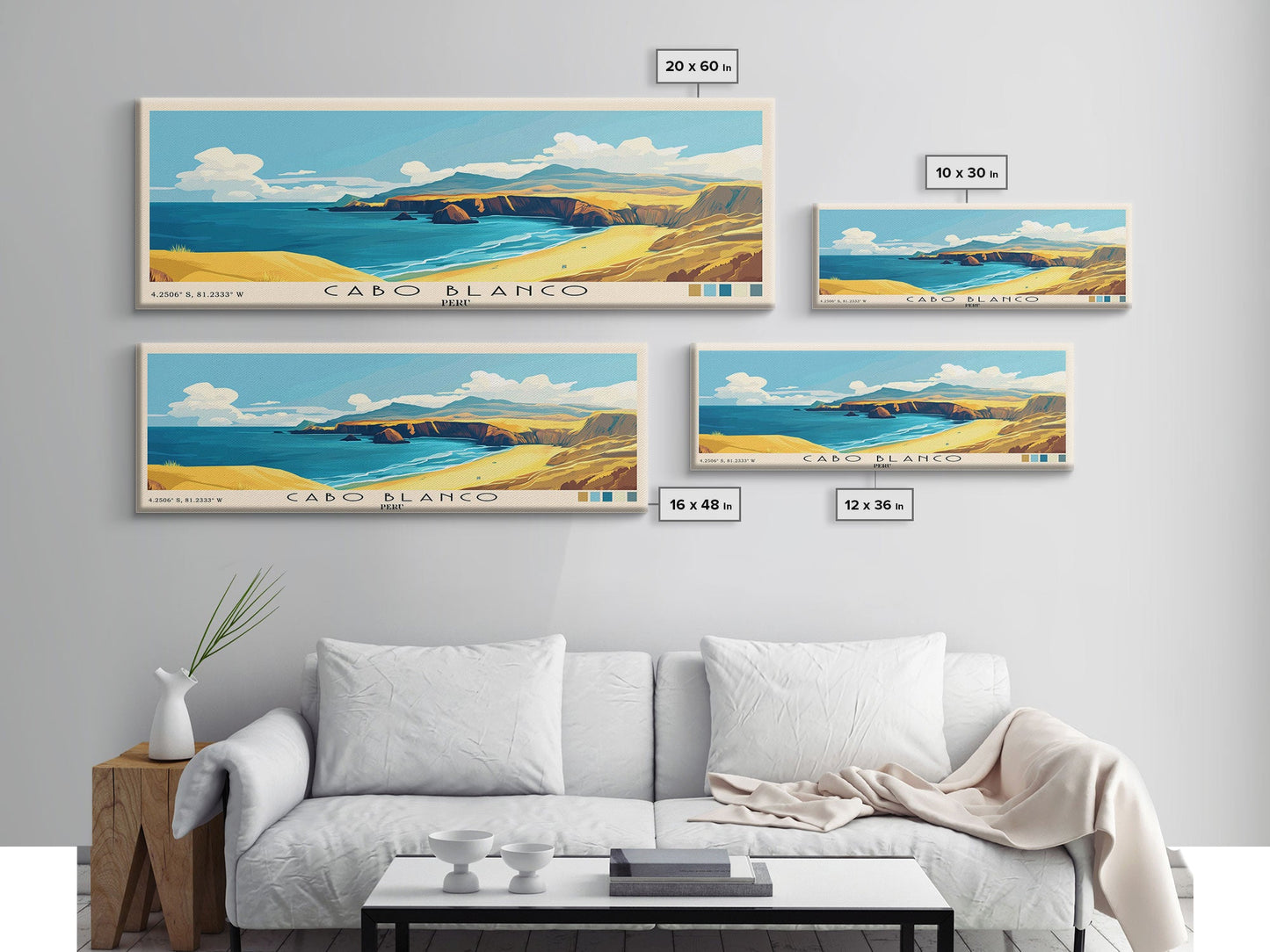 Cabo Blanco, Peru Panoramic Print, Vacation Gift, Peru Wall Art, Vacation Wall Art, Vacatation Memories, Beach Decor, Beach Or Lakehouse Art