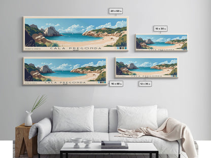 Cala Pregonda, Spain Panoramic Print, Vacation Gift, Spain Wall Art, Beach Painting, Beach Decor, Beach Or Lakehouse Art