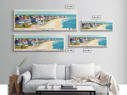 Cape May, New Jersey Panoramic Beach Print, Vacation Gift, New Jersey Wall Art, Beach Painting, Beach Decor, Beach Painting