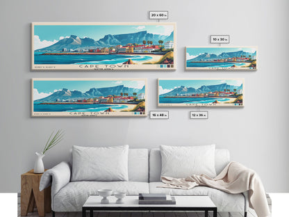 Cape Town, South Africa Panoramic Print, Vacation Gift, South Africa Wall Art, Beach Painting, Beach Decor, Large Wall Art, Wood Frame Art