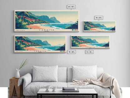 Caraíva, Brazil Panoramic Print, Vacation Gift, Brazil Wall Art, Beach Painting, Beach Decor, Large Wall Art, Wood Frame Art