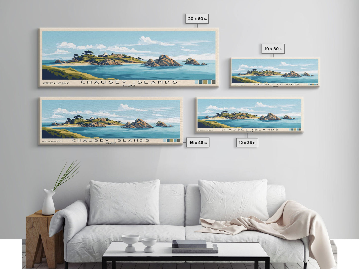 Chausey Islands, France Panoramic Beach Print, Vacation Gift, France Wall Art, Beach Painting, Beach Decor, Beach Painting