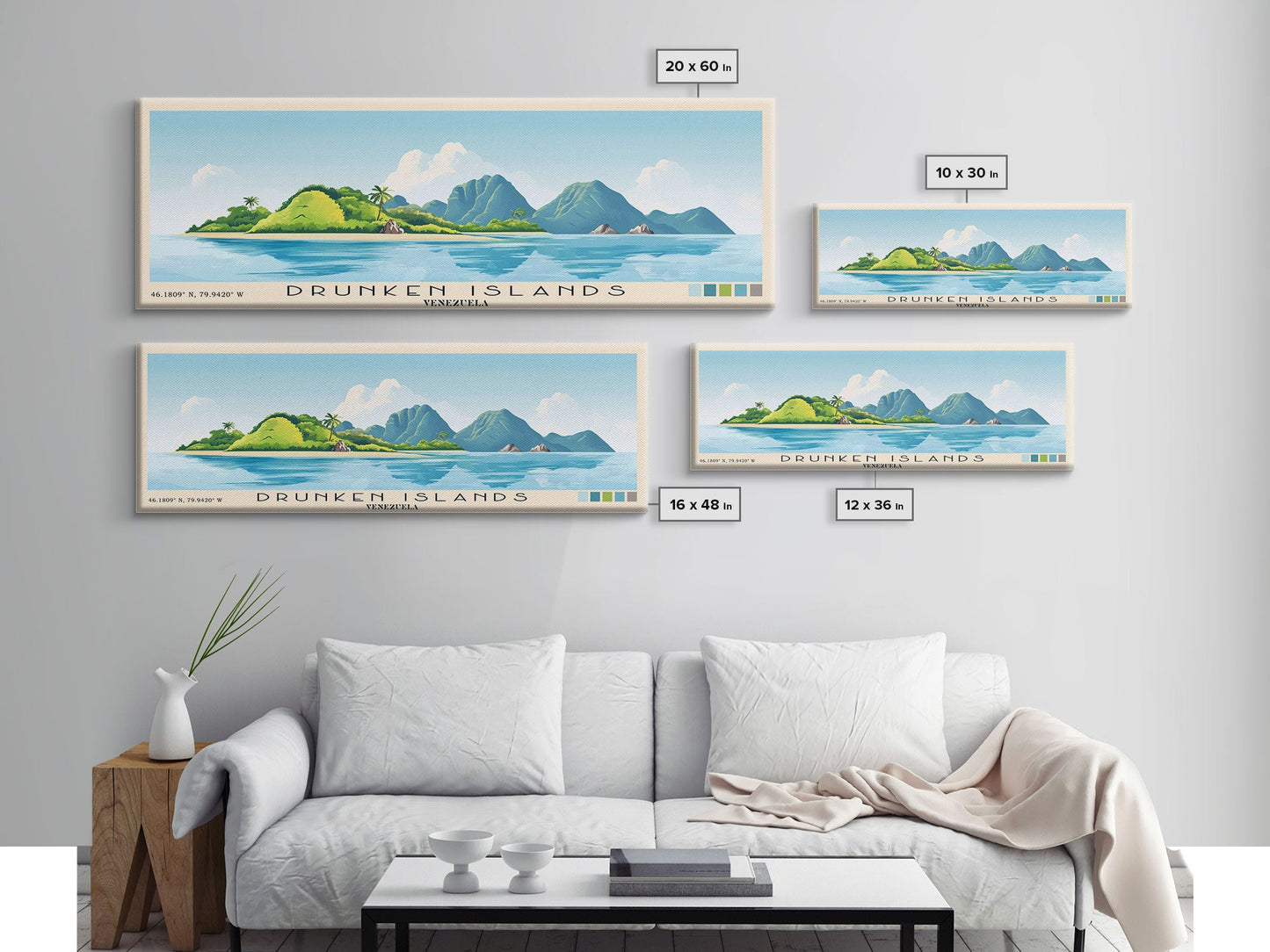 Drunken Islands, Venezuela Panoramic Print, Vacation Gift, Venezuela Wall Art, Vacation Wall Art, Vacatation Memories, Beach Decor, Beach Or Lakehouse Art