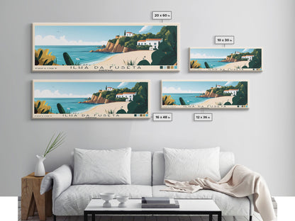 Ilha da Fuseta, Portugal Panoramic Print, Vacation Gift, Portugal Wall Art, Beach Painting, Beach Decor, Large Wall Art, Wood Frame Art