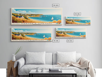 Martha’s Vineyard, Massachusetts Panoramic Beach Print, Vacation Gift, Massachusetts Wall Art, Beach Painting, Beach Decor, Beach Painting