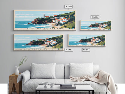 São Jorge Island, Portugal Panoramic Beach Print, Vacation Gift, Portugal Wall Art, Beach Painting, Beach Decor, Beach Painting