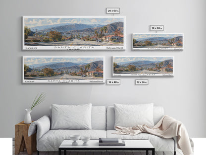 Santa Clarita California Travel Poster, Framed Canvas Print, Wall Art, Home Decor, Travel Print, Living Room Art, Artistic Gift