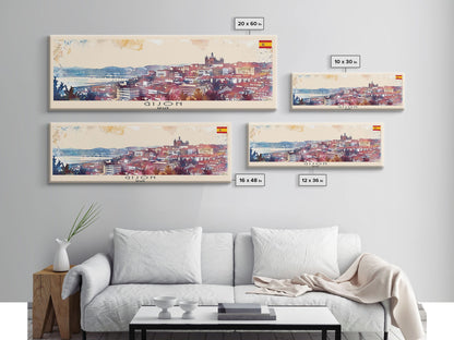 Gijón, Spanien – Kunstdruck für die Wand, Panorama-Stadtbild, Reisekunst, Wanddekoration, Urlaubsgeschenk, gerahmter Leinwanddruck oder Metallbild
