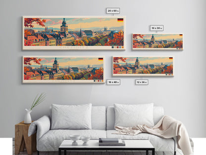 Chemnitz Germany Wall Art, Panoramic Travel Poster, Panoramic Framed Canvas Print, City Wall Art, Wall Hanging Home Decor, Travel Art