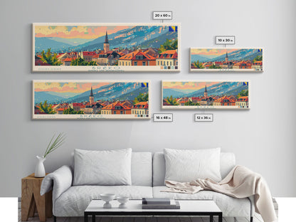 Brčko Bosnia Wall Art, Panoramic Travel Poster, Panoramic Framed Canvas Print, City Wall Art, Wall Hanging Home Decor, Travel Art