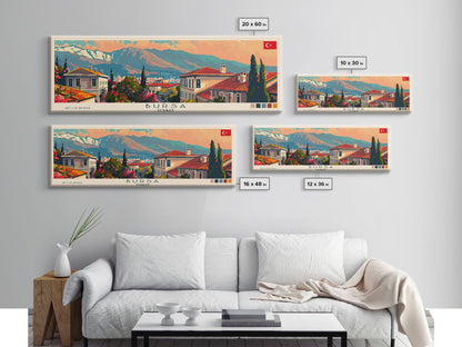 Bursa Turkey Travel Print Wall Art, Panoramic City Art, Travel Art, Wall Decor, Vacation Gift, Framed Canvas Print Or Metal Art