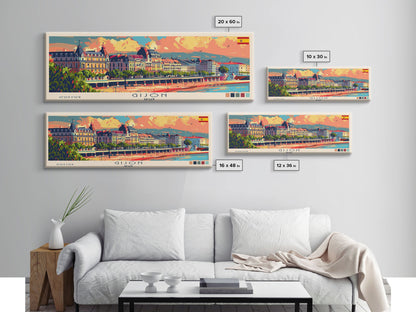 Gijón, Spanien – Kunstdruck für die Wand, Panorama-Stadtbild, Reisekunst, Wanddekoration, Urlaubsgeschenk, gerahmter Leinwanddruck oder Metallbild