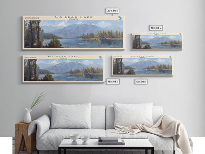 Panorama-Leinwanddruck „Big Bear Lake, Kalifornien“ mit Rahmen, Dekoration fürs Seehaus, malerischer Ausblick, Reiseposter, moderne Kunst, Natur-Wandbild