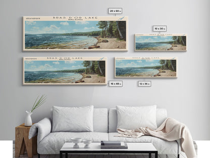 Bras d'Or Lake Framed Canvas Print, Panoramic Lake House Decor, Wall Art, Travel Poster, Rustic Lake Painting, Home Decor