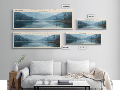 Burnsville Lake West Virginia Framed Canvas Print, Panoramic Lake House Decor, Wall Art, Travel Poster, Modern Lake Painting, Nature Art