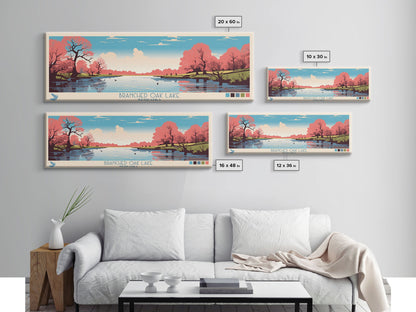 Branched Oak Lake Nebraska Framed Canvas Print, Pop Art Panoramic Travel Poster, Bedroom Decor, Midcentury Modern, Wall Art, Scenic Lake House