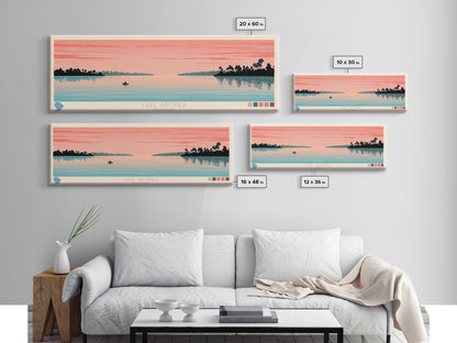 Lake Apopka Florida Framed Canvas Print, Panoramic Art, Midcentury Modern, Pop Art, Living Room Wall Art, Travel Poster, Lake House Decor