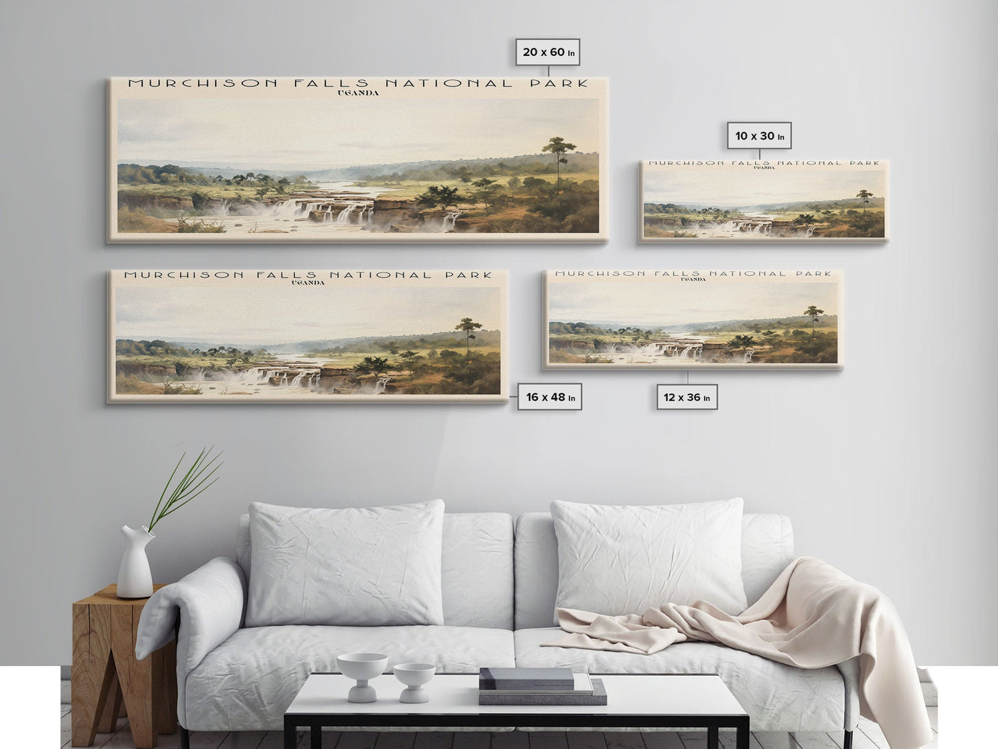 Murchison Falls Nationalpark-Reiseposter, gerahmter Leinwanddruck, Reisekunstwerk mit Landmotiv, Holzrahmen, Wandbehang, Wohndekoration