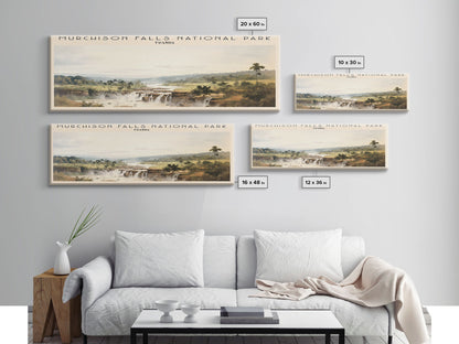 Murchison Falls Nationalpark-Reiseposter, gerahmter Leinwanddruck, Reisekunstwerk mit Landmotiv, Holzrahmen, Wandbehang, Wohndekoration