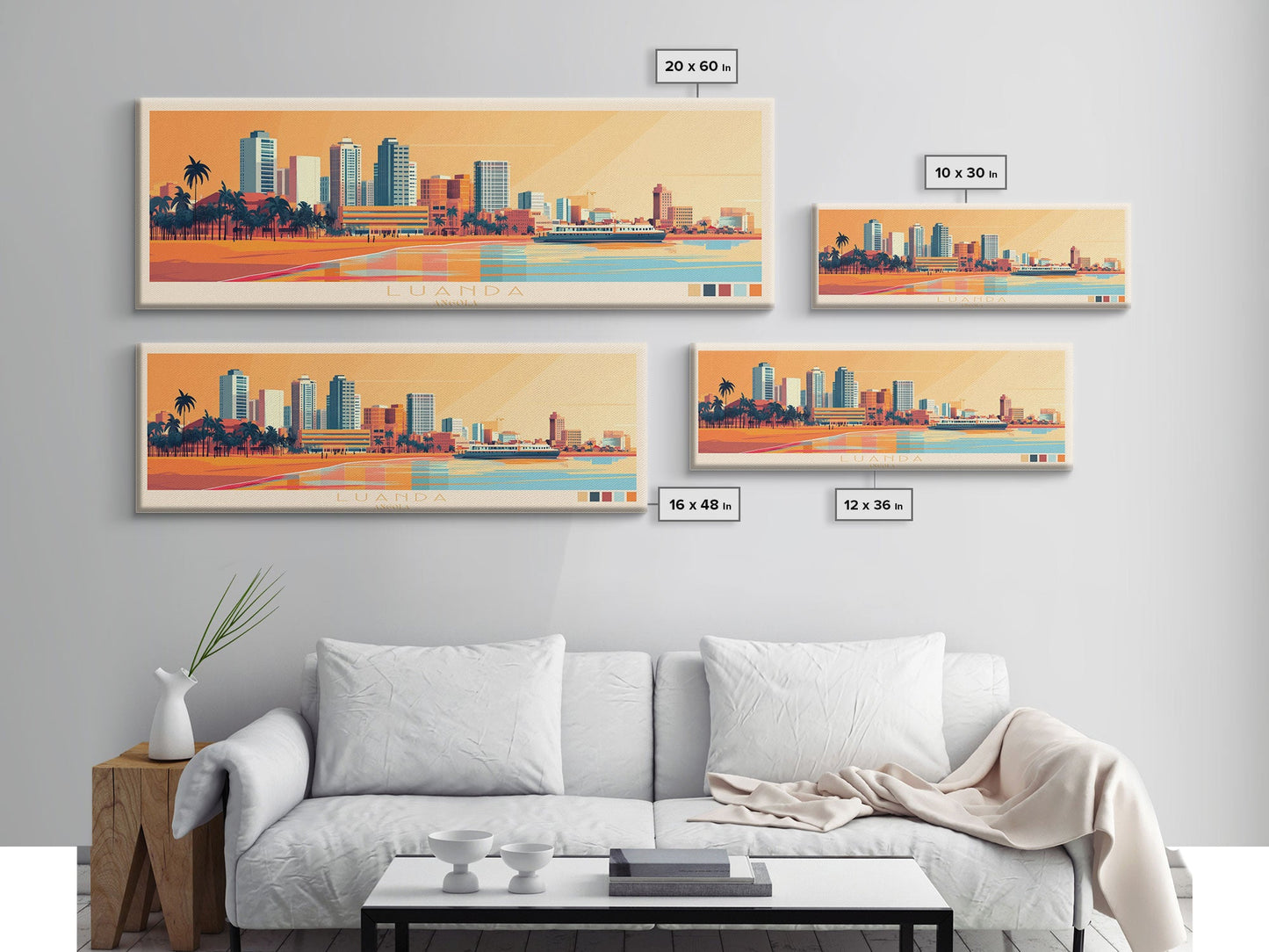 Panorama-Reiseposter Luanda, Angola, Leinwanddruck, Gemälde Luanda, Angola, Angola-Kunst, Reisekunst aus Luanda, Gemälde für Gästezimmer