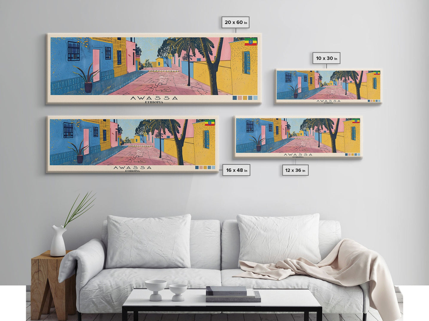 Awassa, Ethiopia Panoramic Canvas Print, Awassa, Ethiopia Painting, Ethiopia Art, Awassa Travel Poster, Travel Art, Living Room Painting