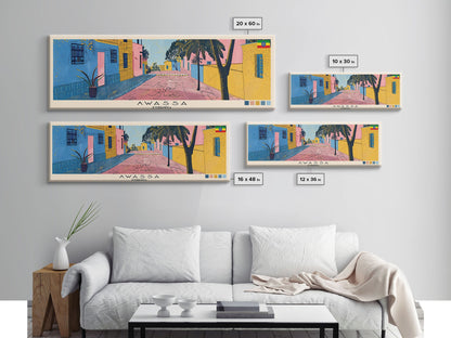 Awassa, Ethiopia Panoramic Canvas Print, Awassa, Ethiopia Painting, Ethiopia Art, Awassa Travel Poster, Travel Art, Living Room Painting