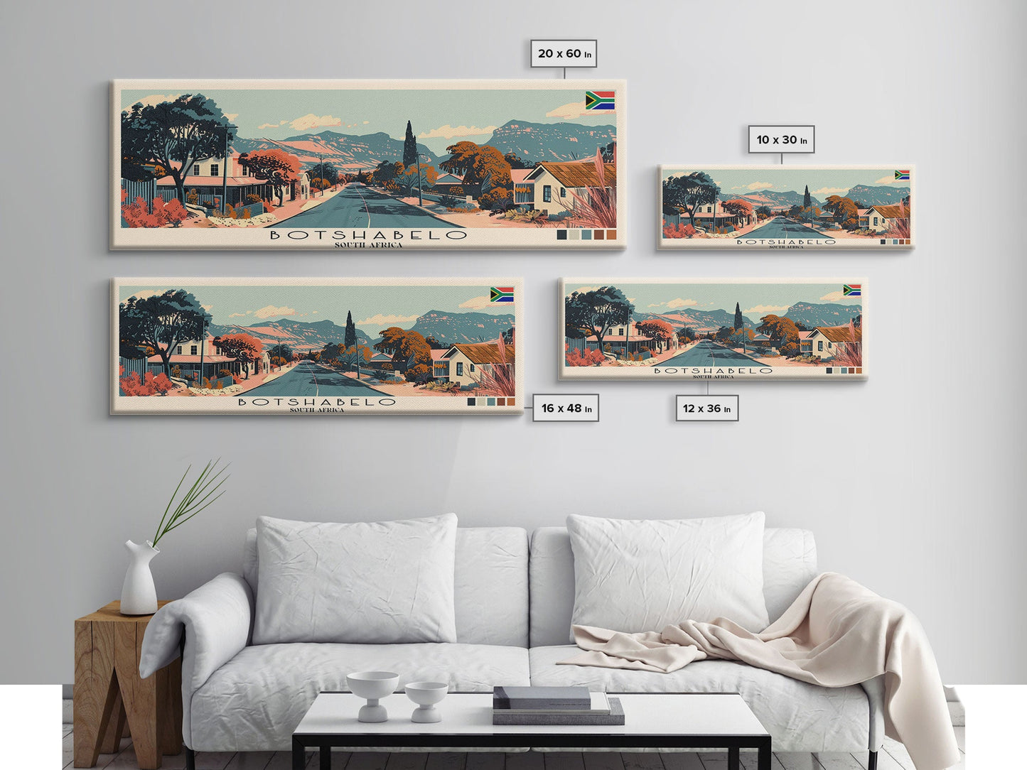 Botshabelo, South Africa Panoramic Canvas Print, Botshabelo, South Africa Painting, South Africa Art, Botshabelo Travel Poster, Travel Art, Guest Room Painting