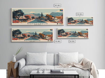 Botshabelo, South Africa Panoramic Canvas Print, Botshabelo, South Africa Painting, South Africa Art, Botshabelo Travel Poster, Travel Art, Guest Room Painting