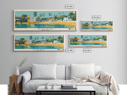 Bouake, Ivory Coast Panoramic Canvas Print, Bouake, Ivory Coast Painting, Ivory Coast Art, Bouake Travel Poster, Travel Art, Guest Room Painting
