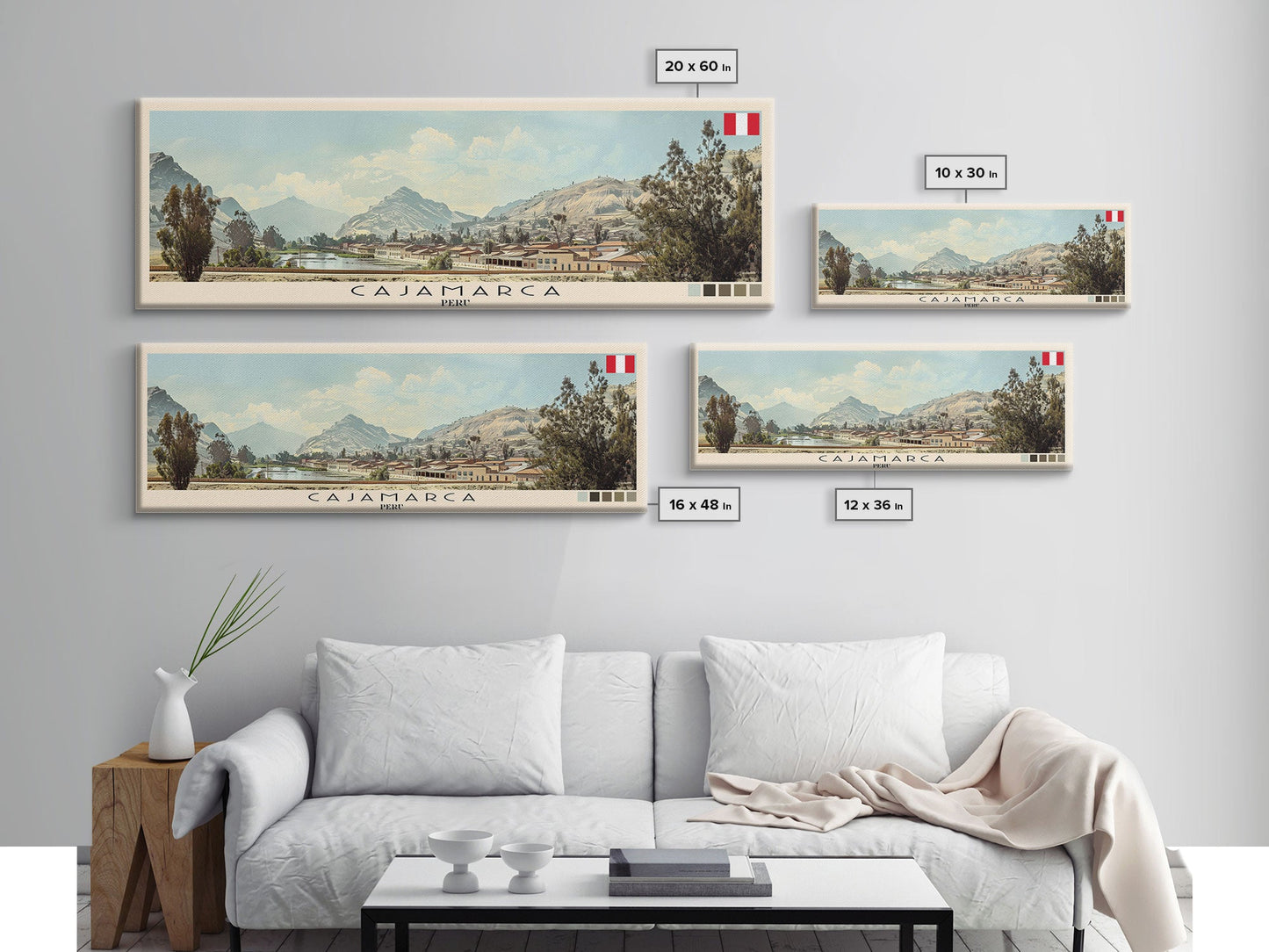 Cajamarca, Peru Panoramic Canvas Print, Cajamarca, Peru Painting, Peru Art, Cajamarca Travel Poster, Travel Art, Guest Room Painting