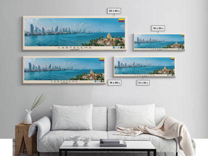 Cartagena, Colombia Panoramic Canvas Print, Cartagena, Colombia Painting, Colombia Art, Cartagena Travel Poster, Travel Art, Housewarming Gift