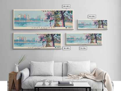 Chattogram, Bangladesh Panoramic Canvas Print, Chattogram, Bangladesh Painting, Bangladesh Art, Chattogram Travel Poster, Travel Art, Guest Room Painting