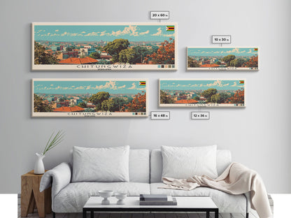 Chitungwiza, Zimbabwe Panoramic Canvas Print, Chitungwiza, Zimbabwe Painting, Zimbabwe Art, Chitungwiza Travel Poster, Travel Art, Vacation Gift