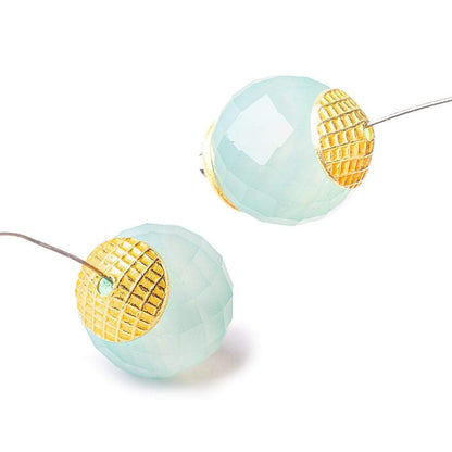 3x10mm 22kt Gold Plated Copper Bead Cap Mesh Design 8 inch 58 pieces