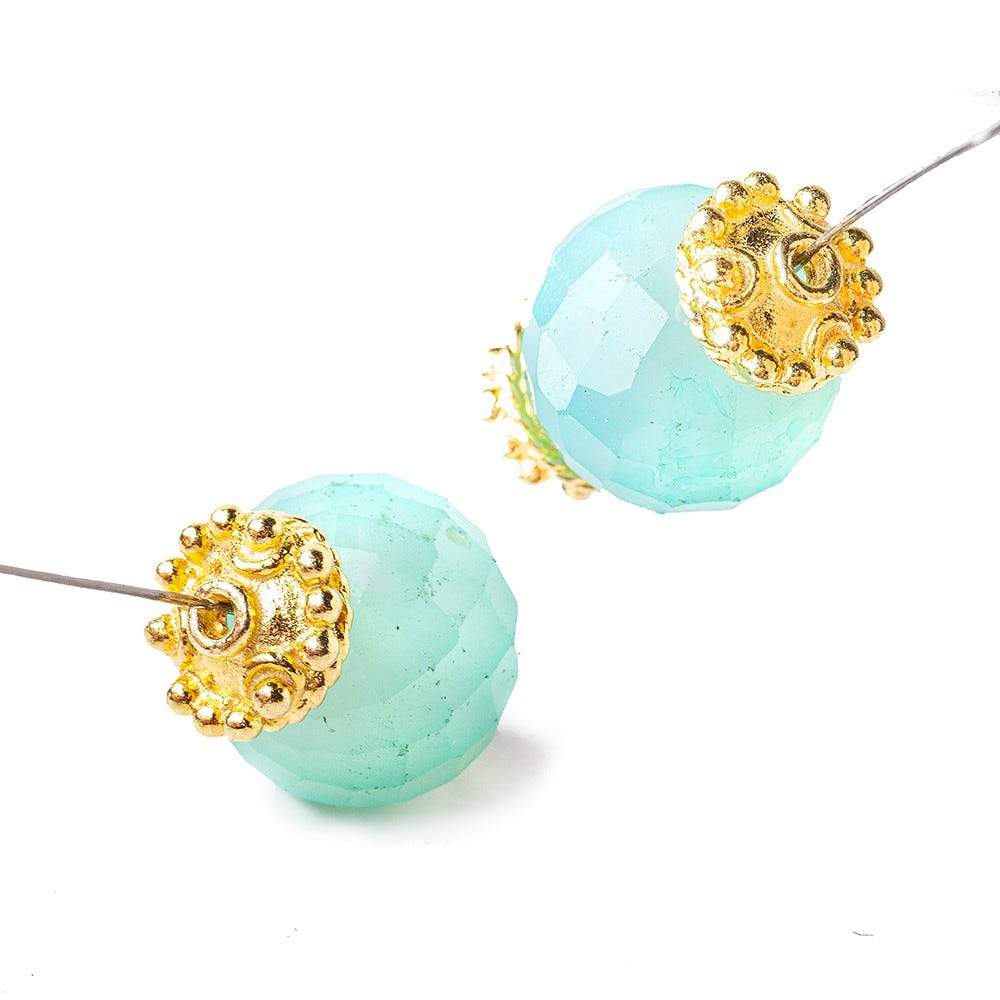 3x10mm 22kt Gold Plated Copper Bead Cap with Bali Granulated Design 8 inch 58 pieces