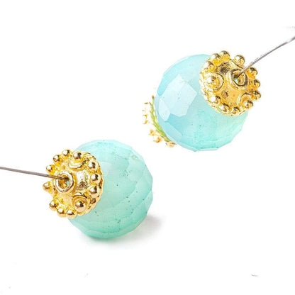 3x10mm 22kt Gold Plated Copper Bead Cap with Bali Granulated Design 8 inch 58 pieces