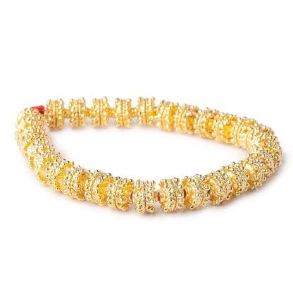 3x10mm 22kt Gold Plated Copper Bead Cap with Bali Granulated Design 8 inch 58 pieces