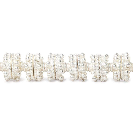 3x10x10mm Sterling Silver Plated Copper Bead Cap with Bali Granulated Design 8 inch 56 beads