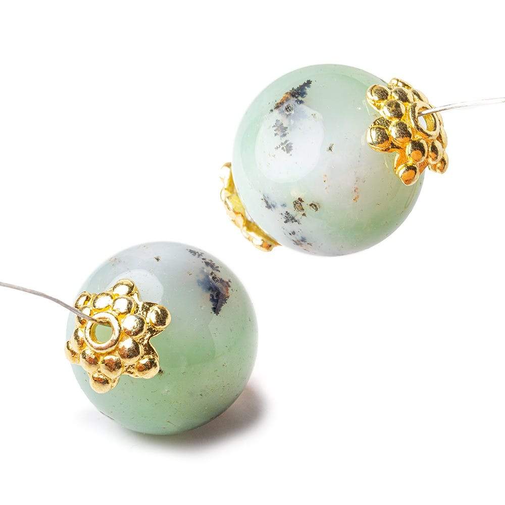 3x11mm 22kt Gold Plated Copper Polka Dots On Snowflake Bead Cap 8 inch 64 beads