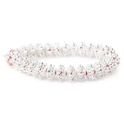 3x11mm Sterling Silver Plated Copper Polka Dots On Snowflake Bead Cap 8 inch 64 beads